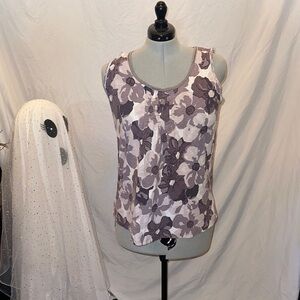 Boden Floral Tank Top - Purple and Cream